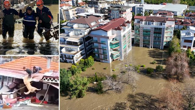 Alanya ve Köyceğiz'de taşkın alarmı. Baraj maksimum seviyeye ulaştı, bir işletme sele kapıldı