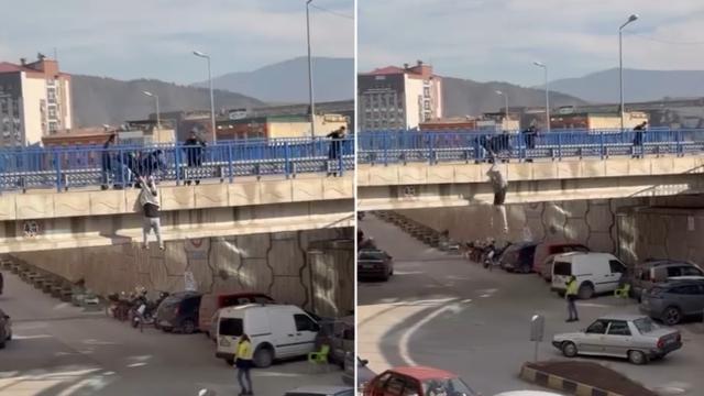 Köprüde can pazarı. Tutunamayınca yere düştü