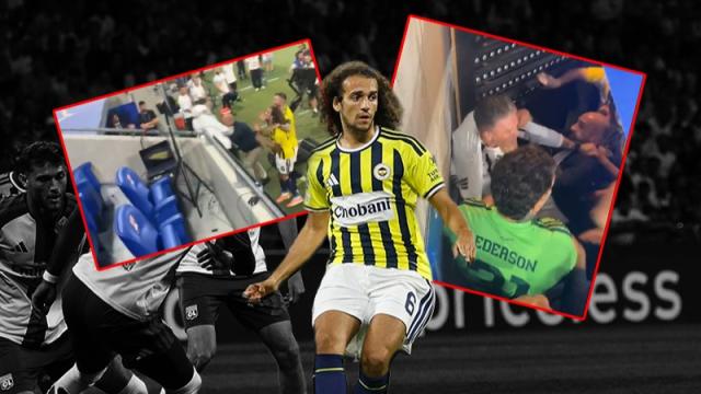 Lyon-Fenerbahçe maçı bitti, saha içi karıştı. Guendouzi'ye saldırı girişimi